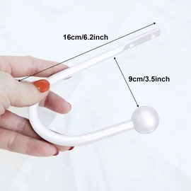 Curtain Tiebacks, 2 Pcs Metal Curtain Hooks, Wall Mounted Curtain Holdbacks for Indoor Outdoor, Easy to Install, White