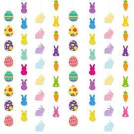 HOWAF Guirnalda de Pascua con diseño de remolino, 8 unidades, para primavera, Pascua, vacaciones, suministros de fiesta, guirnalda de conejo, serpentina, decoración para el hogar