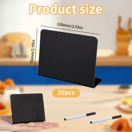 20Pcs Signs Mini Chalkboard, Mini Plastic Display Chalk Board, Signs Small Blackboard, Mini Chalkboard Price Tags Food Stand Labels Buffet Tags, with 2 Marker Pens, for Shop Buffet Bakery Cafe Party