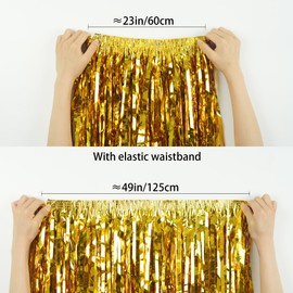 GREATRIL Foil Fringe Skirts Skirts for Birthdays Cheerleading Dance Performances - 4 Packs (Gold)