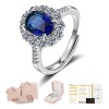 anillo de compromiso plata - Anillo Compromiso Ajustable Zafiro Azul