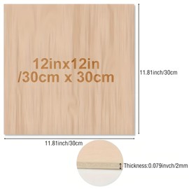 ZHIGOU Basswood Boards 12 Pack - 12" X 12" X 1/8" For Laser Cutting, Hand-painting, Graffiti, Woodcarving, Woodcutting, Scroll Saw Cutting, Eco-friendly Logs, Home Decor