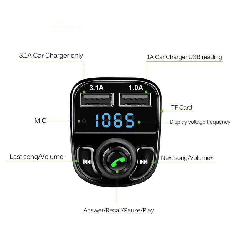 FM Transmitter KFZ Wireless Bluetooth Dual USB Auto Ladegerät für