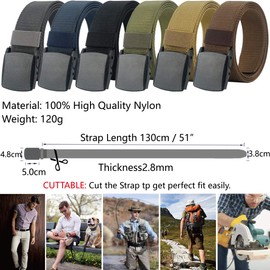 LionVII Mens Belt Web,Nylon Webbing Canvas Outdoor Casual Belt with Plastic Buckle Breathable for Work Sports (Coffee)