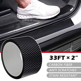 Car Door Edge Guards Carbon,Fiber Car Wrap Film 5D Gloss Black Vinyl Automotive Wrap Film Self-Adhesive Car Door Sill Protection Film Anti-Collision Fits for Most Car (2In x 33Ft, Black)