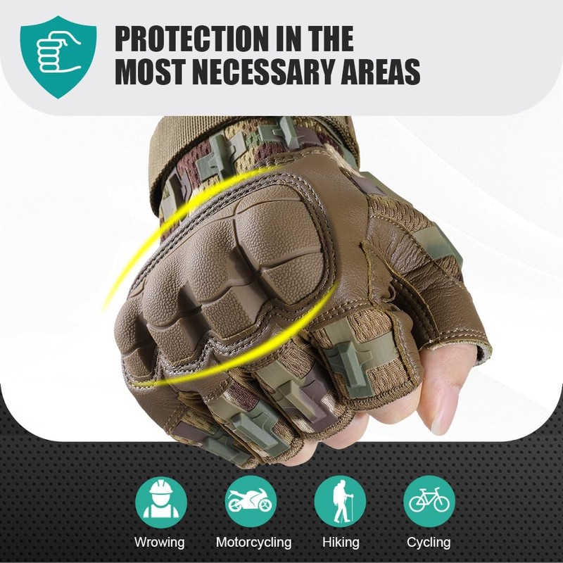 WTACTFUL Fingerless Gloves for Men Airsoft Paintball Bike Cycling Motorcycle