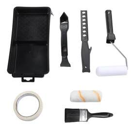 Small Paint Roller Supplies Kit - Mini Paint Roller Frame 4 inch, 2inch Paint Brush, Acrylic Roller Covers, Foam Roller Covers, Paint Tray, Paint Mixing Stick, Masking Tape