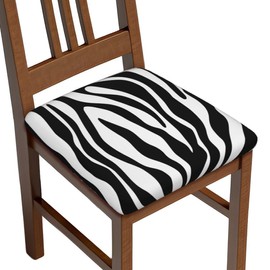 Mouxue Seat Covers for Dining Room Chairsset of Set of 4, Black White Zebra Stripe Stretch Chair Seat Covers Cushion Slipcovers for Kitchen Office