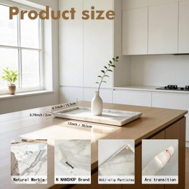 N NANSHOP Natural Marble Vanity Bathroom Tray, 12 x 6 Inch Elegant Home Decor Tray for Kitchen,Bathroom,Dresser, Coffee Table,Sink Storage Holder Organizer, Jazz White (NS051)