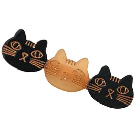 Shttown Cat Hair Clip, Cute, Gift for Cat Lovers, Birthday, Miscellaneous Goods, Everyday Use, 3 Colors, 2.4 inches (6 cm) (Black Mix)