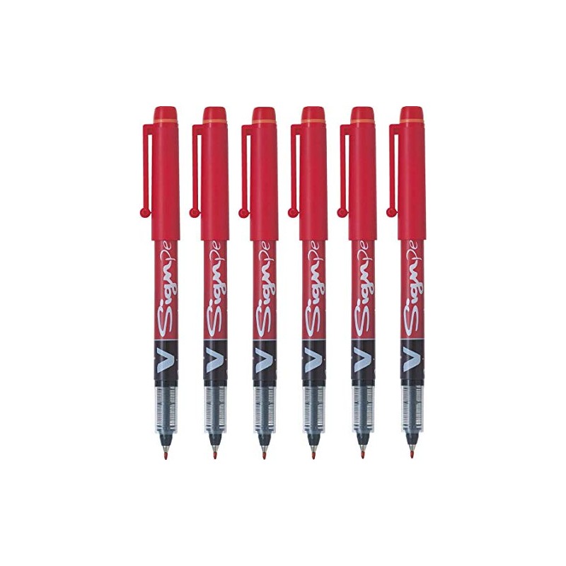 PILOT Pack of 6 Felt-Tip Pens V Sign, Red
