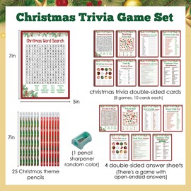 stizak Fun Christmas Party Games Set, Pack 8 Different Christmas Games, Christmas Party Games for Family, Family Activities Game, Supplies for Xmas Party (sdzhg05)