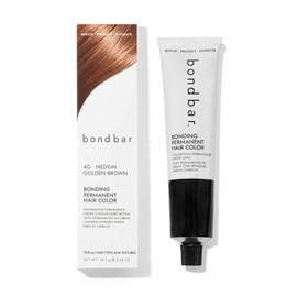 Bondbar 4G Medium Golden Brown Bonding Permanent Creme Hair Color, Repairing hair dye for all hair types, Vegan, Built in Bonding, 2.05 Oz