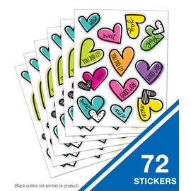 Carson Dellosa Kind Vibes Motivational Stickers—6 Sheets of Heart Stickers with Inspirational Messages, Reward Stickers for Classroom or Homeschool (72 pc)