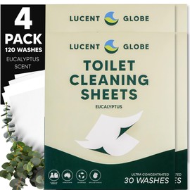Lucent Globe Toilet Cleaning Sheets - Tough on Dirt & Stains - Safe for Toilets & Septic Systems - Convenient and Travel Friendly Toilet Bowl Cleaner - Fresh Eucalyptus Fragrance