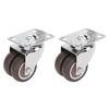 2pcs Caster Wheels Silent 360° Rotation Brake Free TPR Soft