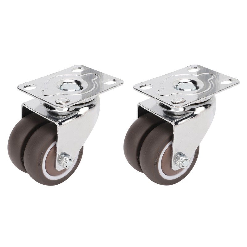 2pcs Caster Wheels Silent 360° Rotation Brake Free TPR Soft