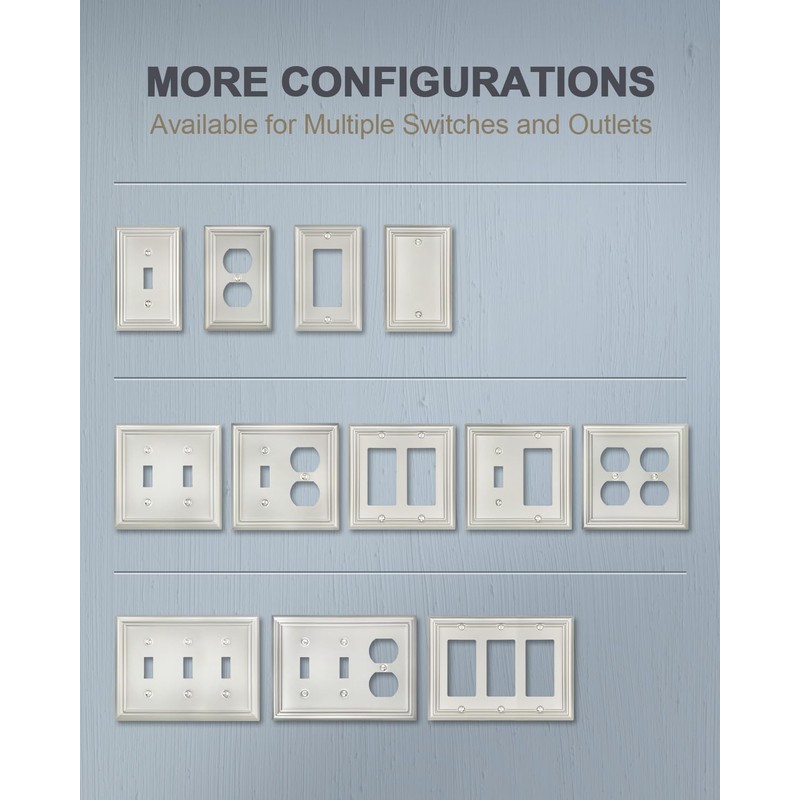 ZILLSEA 2-Pack Combination Toggle/Duplex Wall Plate, Wall Outlet Covers for