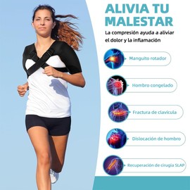 KIWOP Inmovilizador de Hombro, Hombrera de Compresion, Diseño de Doble Hombro con Correas Ajustables para Prevenir Lesiones en los Hombros y Aliviar el Dolor de Esguinces en las Articulaciones.（L）