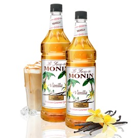 Monin - Vanilla Syrup | Pure & Rare Madagascar Vanilla, Premium Syrup for Coffee, Lattes & More | Clean Label, No Artificial Flavors, No Artificial Preservatives (BPA Free Bottle, 33.8 fl oz, 2-pack)