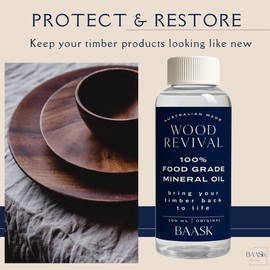 Chopping Board Oil 100ml Food Grade Mineral Oil Made in Australia- Conditions & Protects Wooden Cutting Boards, Utensils and More by BAASK