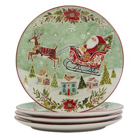 Certified International Joy of Christmas 11" Dinner Plates, Assorted Designs, Multicolor, Large, Set of 4