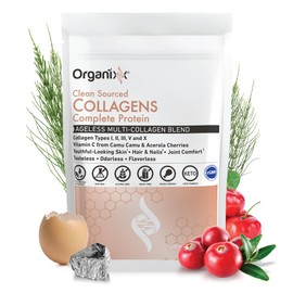 Organixx Collagen Peptides Powder with Vitamin C, Types I, II, III, V, X Hydrolyzed Collagen, Hair, Nail, Skin, Bone & Joint Health, Aging Support, Clean Sourced, Gluten Free, Unflavored, 20 Servings