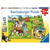 Ravensburger, Rompecabezas 3 Gatitos y Perritos, 147 Piezas