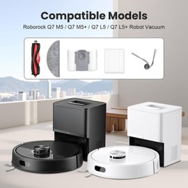 26 Pack Replacement Accessories for Roborock Q7 M5 / Q7 M5+ / Q7 L5 / Q7 L5+ Robot Vacuum Cleaner, 2 Main Brush 6 Side Brush 4 HEPA Filter 6 Mop Pads 6 Dust Bags 1 Cleaning Brush 1 Screwdriver