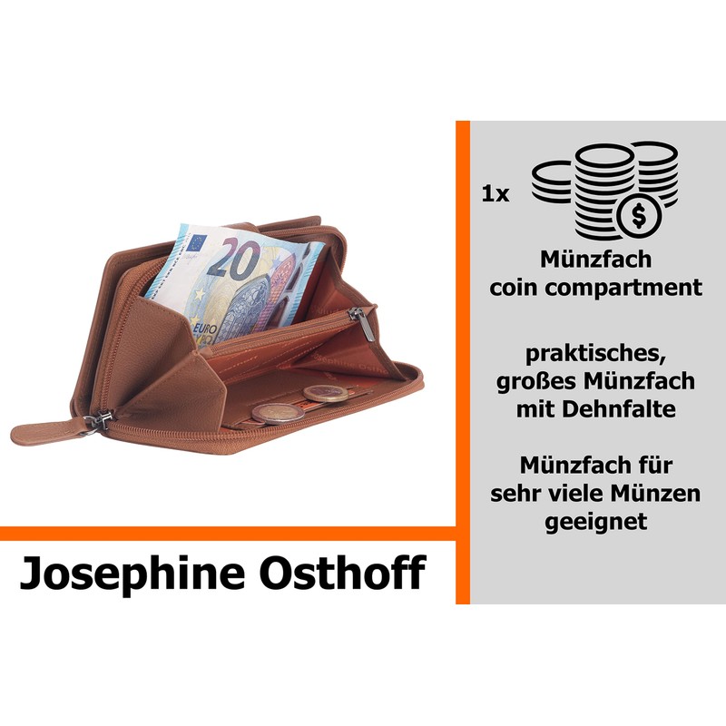 Josephine Osthoff Bremen Compact Genuine Leather Wallet with RFID Protection,