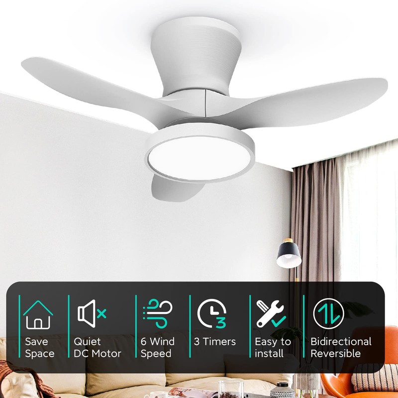 ocioc Quiet Ceiling Fan with LED Light DC motor 32