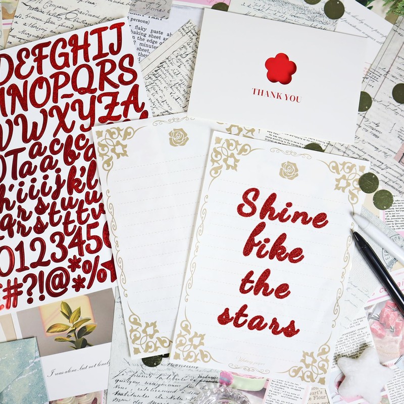 BINLINHONGO 1040 Small Glitter Alphabet Number Stickers,10 Sheets 1 Inch