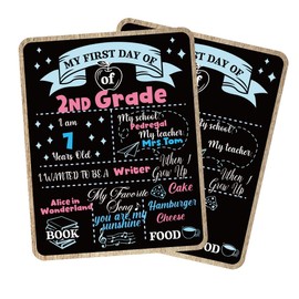 PH PandaHall First and Last Day of School Board Double Sided Preschool Sign Chalkboard Sign Reusable 1st Day of School Signs for Kindergarten Back to School Gift for Kids Photo Prop 14x11 inch