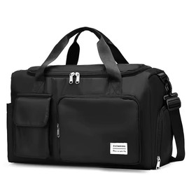 UNIXINU Weekender Travel Duffel Bag with Shoe Compartment, Black