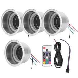LED Cup Holder, 4Pcs DC 12V RGB Stainless Steel Beverage Bottle Cup Holder with Remote Control for Boat Marine Yacht RV Car Truck