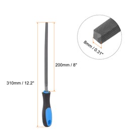 sourcing map Square File 8" High Carbon Hardened Steel Double Cut Hand Rasp with Plastic Handle for Deburring and Removing Material