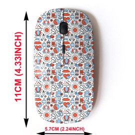mouse inalámbrico 2.4G con bonito diseño de patrón para todos los portátiles y computadoras de computadora con nano receptor, iconos de yoga cuadrados
