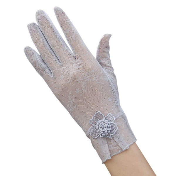 [Euyqs] Elegant Sunscreen Summer Lace Gloves, gray