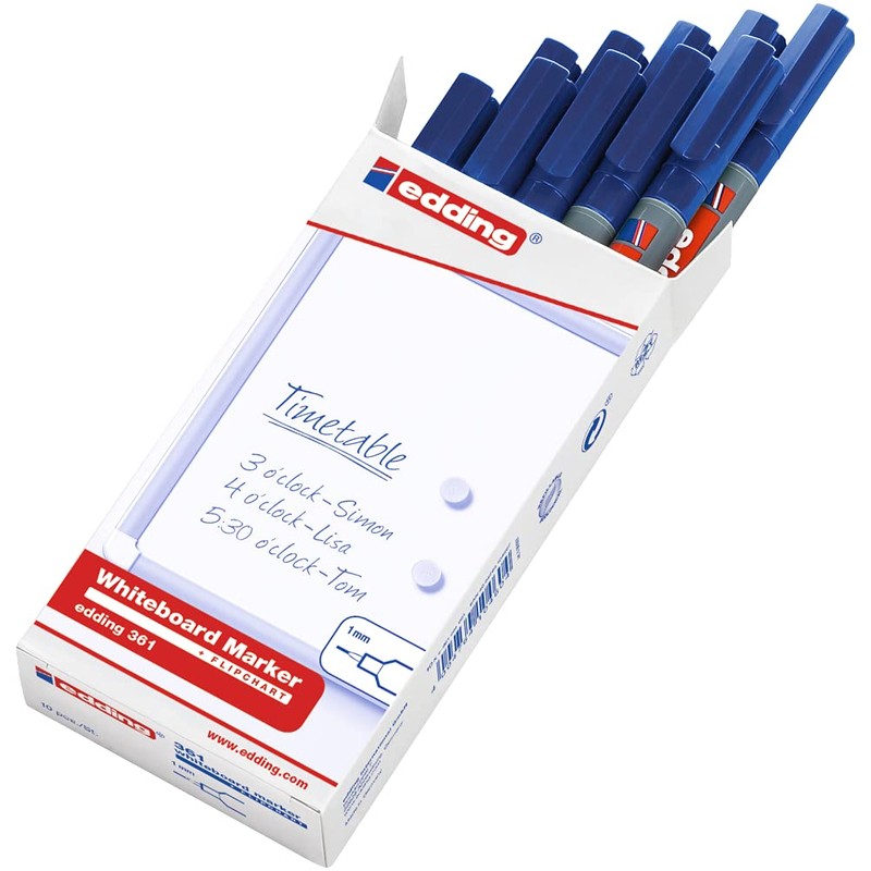 edding 361 whiteboard marker - blue - 10 whiteboard pens