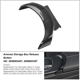 Acouto Center Console Armrest Storage Box Release Button Switch Cover 2056803407 2056803307 Replacement for Benz W205 C200 C250 C300 W253 GLC260 GLC200 (Carbon Fiber Style)