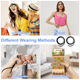 Crossbody Phone Lanyard Strap with 8 Patch,2 Cell Phone Lanyard with 2 Wrist Lanyard Strap 2 Key Rings Adjustable Nylon Neck Strap Universal Multifuctional Compatible with Most Smartphones,Black+Black