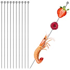 COM-FOUR® 10x Cocktail skewers Made of Stainless Steel - skewers for Finger Food, Fruit, Burgers - Reusable Party Picker 22 cm - Appetizer Picker (10 Pieces - 22cm)