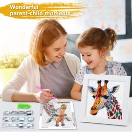 lesaonsy Diamond Art Kit with Frame - 6x6 Inch Pre-Framed Animal Canvas | Gift Set for Teens, Boys, Gilrs, Adults (Beginner-Friendly, 1-3 Hour Craft) | Resin Drills & Tools Included (Giraffe)