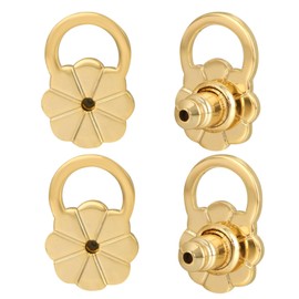 Earring Backs for Droopy Ears, JIACHARMED Locking Flower Earring Backs Replacements for Heavy Earrings Large Earring Backings for Studs 4pcs Tight Earring Lifter Backers for Diamond Studs,Gold
