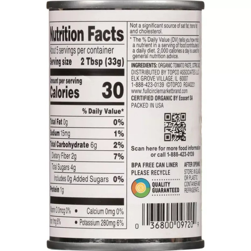 Full Circle Market Organic Tomato Paste 6 oz (Pack of