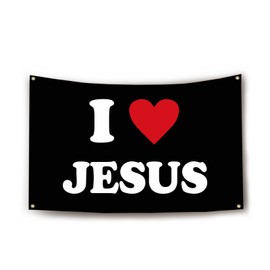 I Love Jesus Flag Funny Flags for Room 3x5 Feet College Dorm Room Decor Man Cave Frat Wall Flag Living Room Bedrrom Decoer