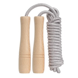 Children's Skipping Rope, 270 cm Adjustable Rope Skipping Fitness Children with Wooden Handle and Cotton Rope, Skipping Rope Kids for Boys and Girls (Silver)