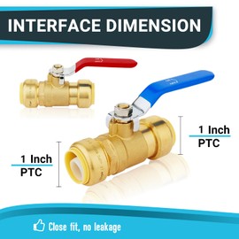 (Pack of 8) Seelink 1 Inch Push-Fit Ball Valve with Disconnect Clip Tools, Brass Shut Off Valve for Pex CPVC and Copper Pipe Connection, Red&Blue