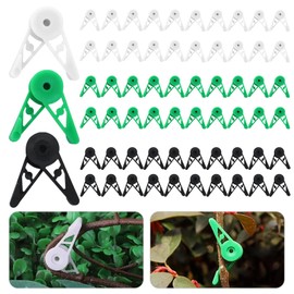 Jiozermi 60 Pcs Low Stress Training Clips, 360 Degree Adjustable Plant Stem Trainer, Garden Plant Branch Bender Bud Trainer Clips Vining Plant Clips for Vine Plant Gardening (Green + White + Black)