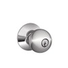SCHLAGE F51A ORB 625 Orbit Knob Keyed Entry Lock, Bright